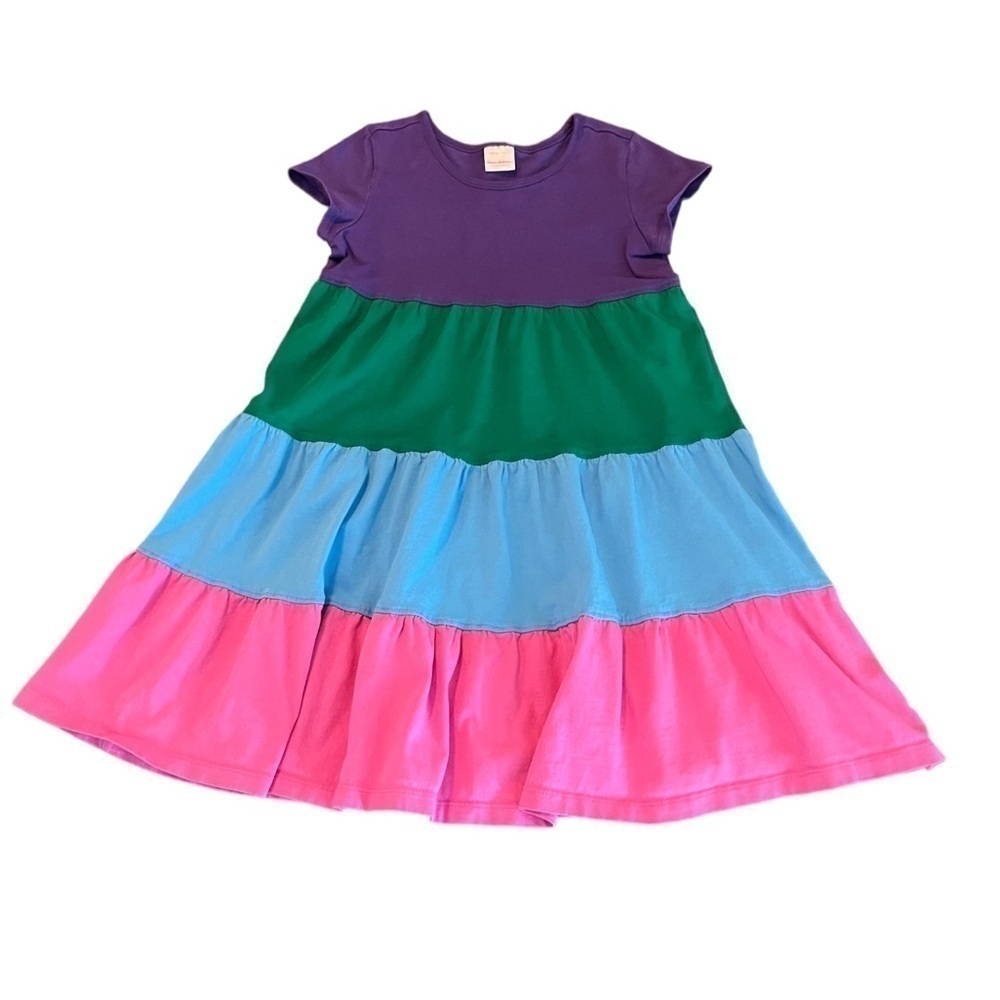 HANNA ANDERRSON GIRLS COLOR BLOCK TIERED CASUAL DRESS SIZE 6-7